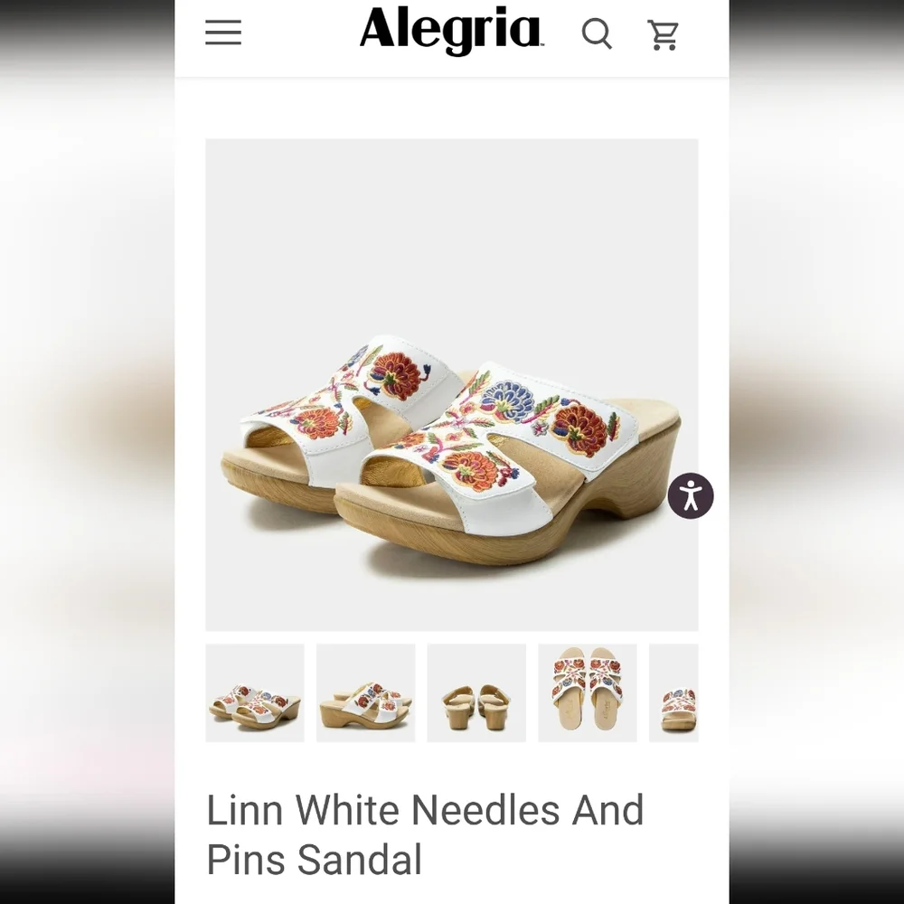 Alegria 8 8.5 Or 38 Embroidered White Sandals With Velcro - Picture 3 of 17